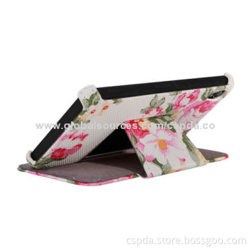 Heat setting PU back standing leather case for Sony Xperia Z2 with flower, OEM and ODM acceptable